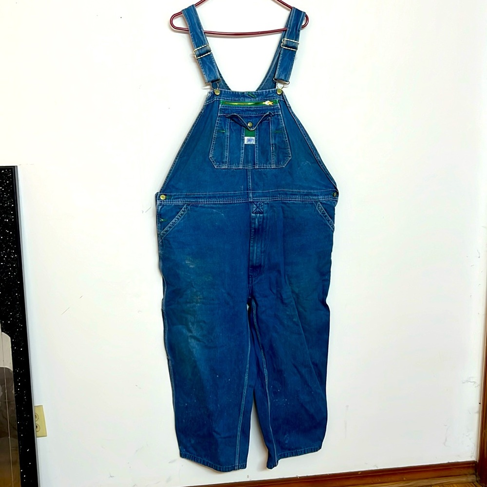 🌞 Liberty vintage blue distressed carpenter overalls utility pick apair men 49”w